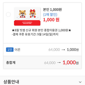 롯데월드 1천원 이용권