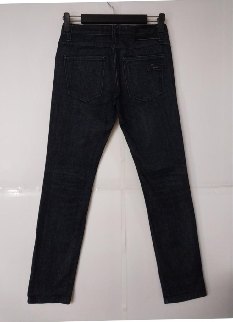 30)플랙진 가죽패치 BERLIN 진청 스판 일자청바지--1