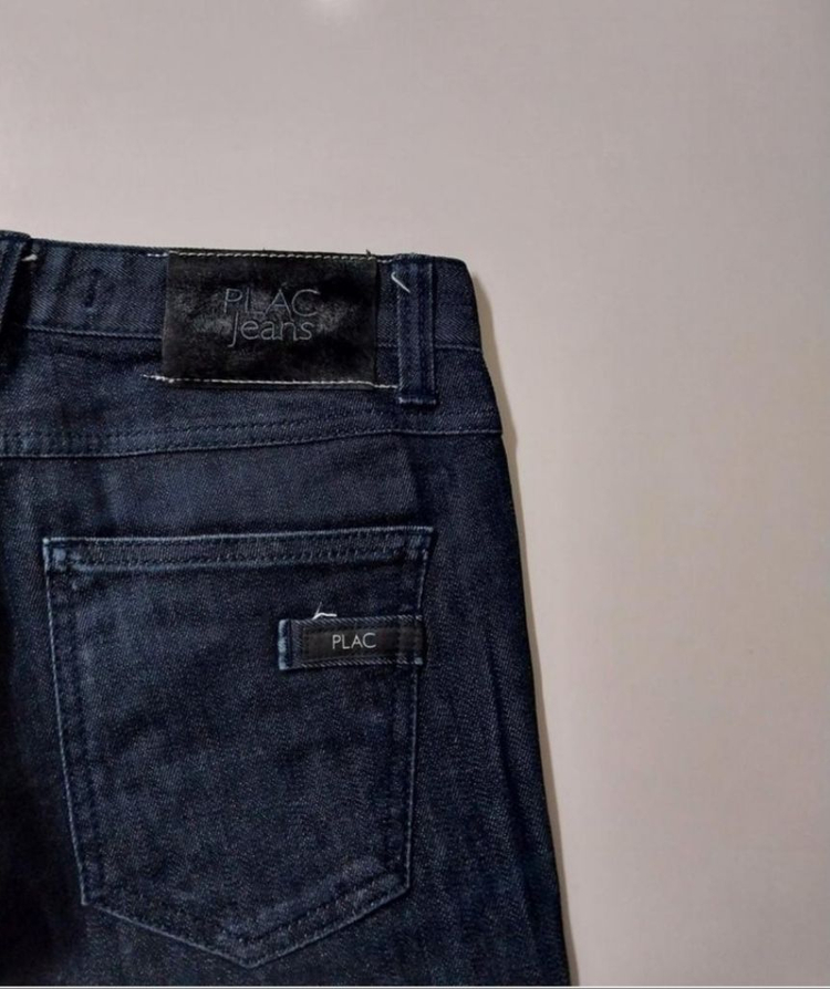 30)플랙진 가죽패치 BERLIN 진청 스판 일자청바지--2
