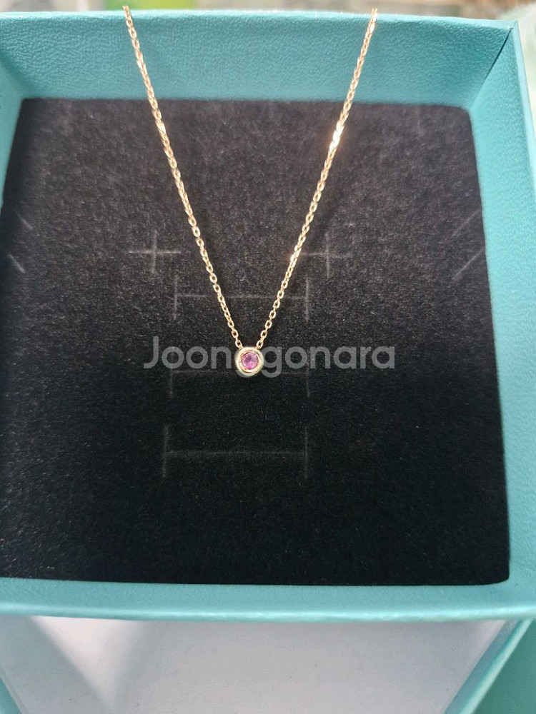 14K 로즈골드 듀엣 천연석(가넷, 페리도트) 목걸이--0