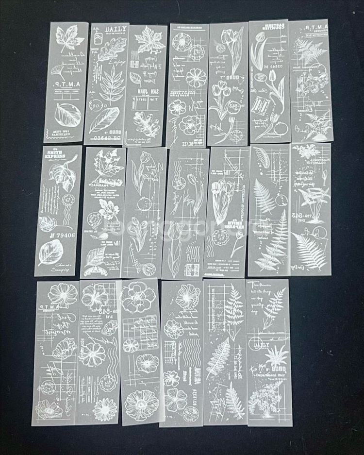 [ 빈티지 ] 플라워 나비 트레이싱지 라벨지 / 다꾸--2