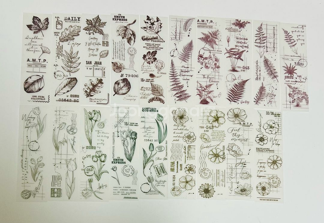 [ 빈티지 ] 플라워 나비 트레이싱지 라벨지 / 다꾸--3