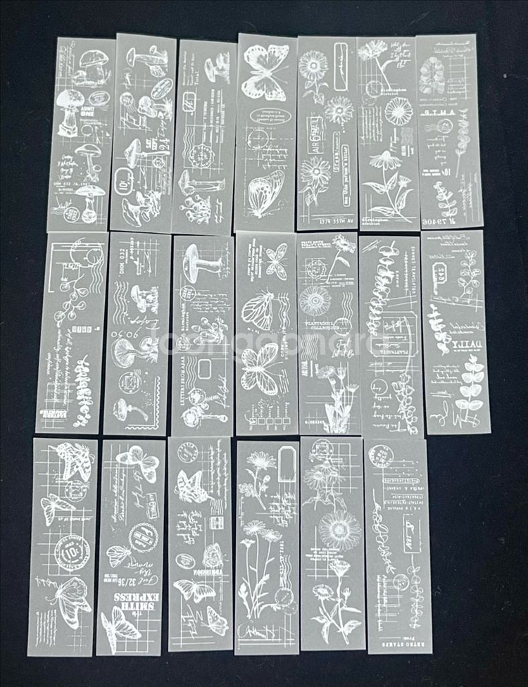 [ 빈티지 ] 플라워 나비 트레이싱지 라벨지 / 다꾸--4