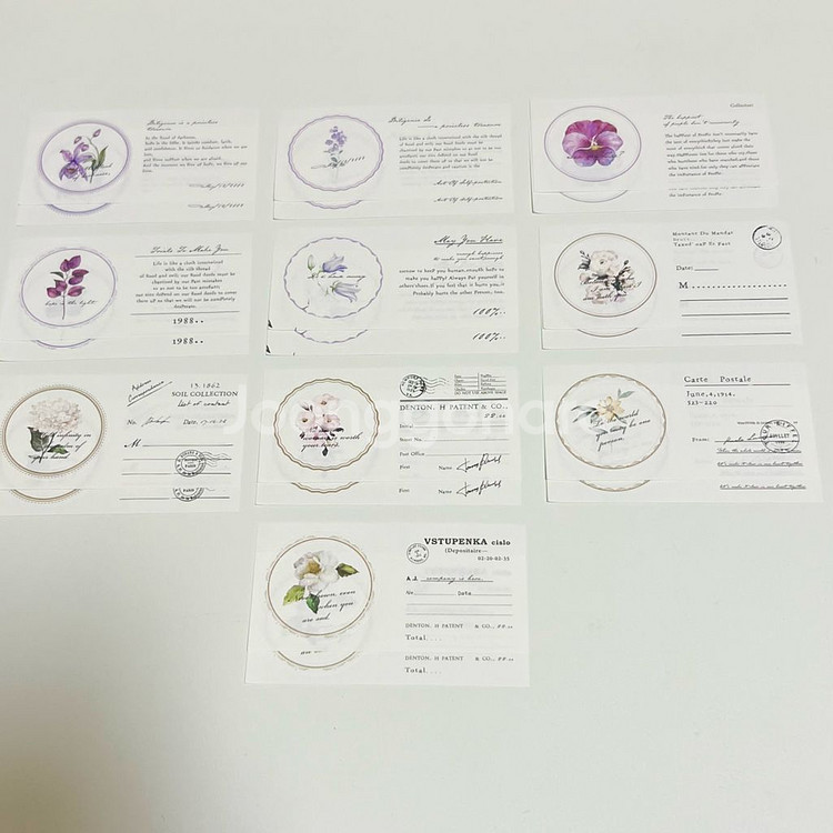 [ 빈티지 ] 뜯어쓰는 꽃 라벨지 세트 4종 / 다꾸--1