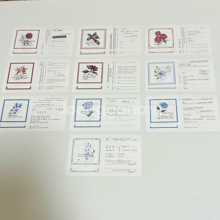 [ 빈티지 ] 뜯어쓰는 꽃 라벨지 세트 4종 / 다꾸--0