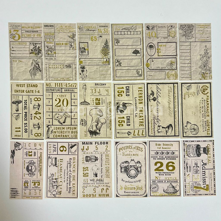 [ 빈티지 ] 금박 티켓 라벨지 인물 식물 / 다꾸--3