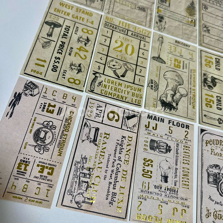 [ 빈티지 ] 금박 티켓 라벨지 인물 식물 / 다꾸--1