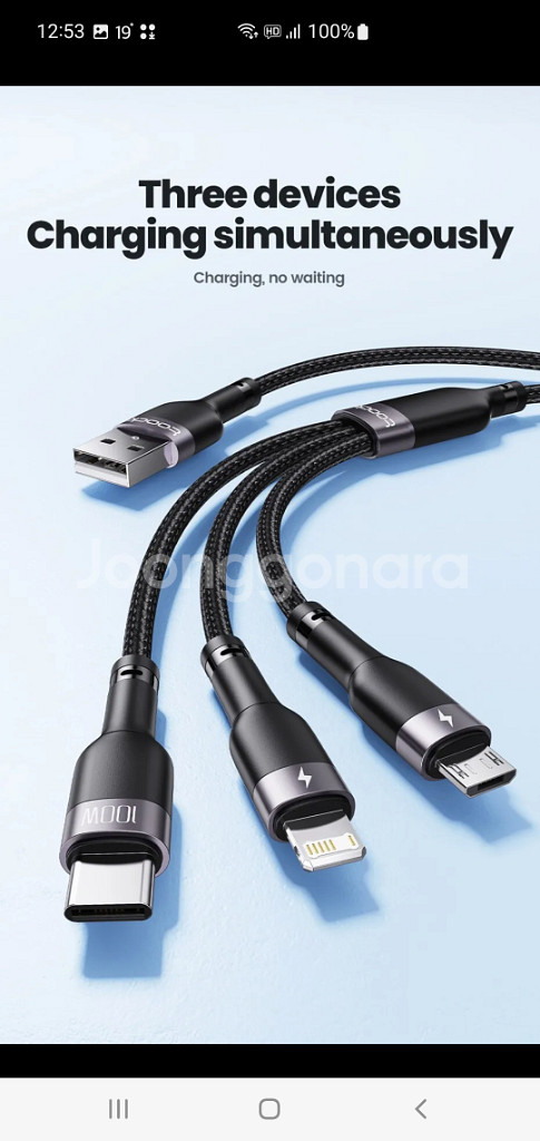 핸드폰 휴대폰 충전 케이블 A 3in1 플러그 스마트폰--5