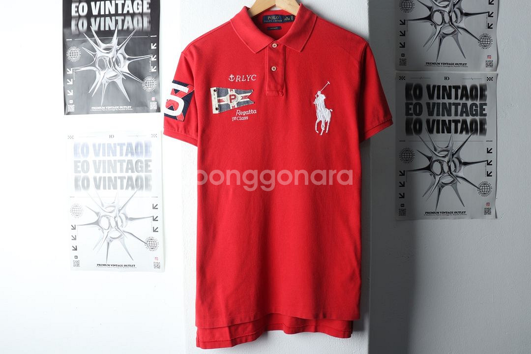 (M-XL) 폴로 랄프로렌 반팔 카라 티셔츠 레드--1