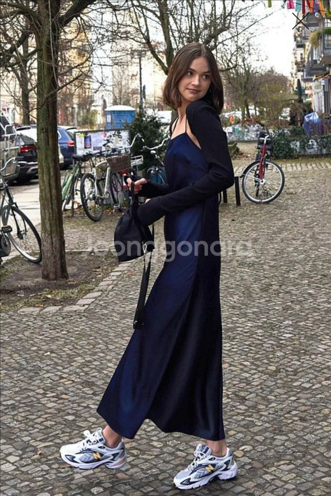 22 브플먼트 보브 리본 스트랩 새틴 슬립 롱원피스--5