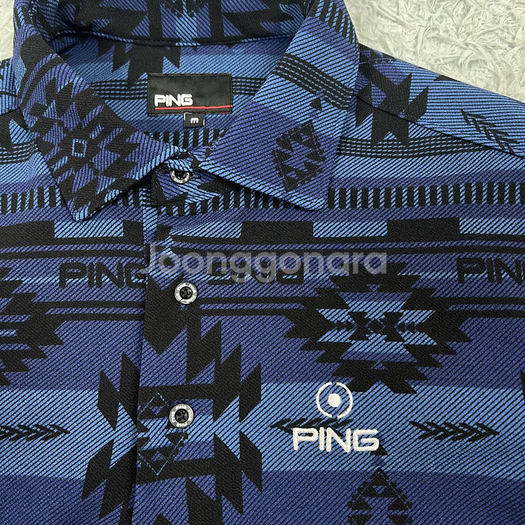 PING 핑골프 남성 아즈텍 패턴 골프티셔츠 M--3
