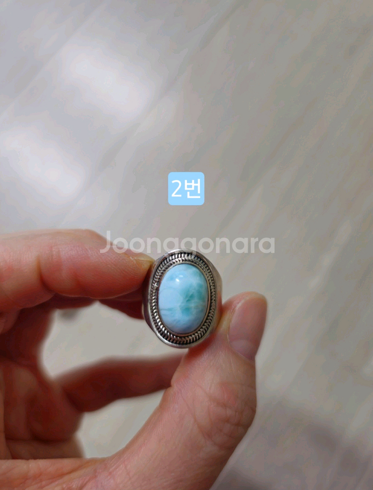 남녀공용925순은원석반지 핸드메이드제품 라리마반지 순--2