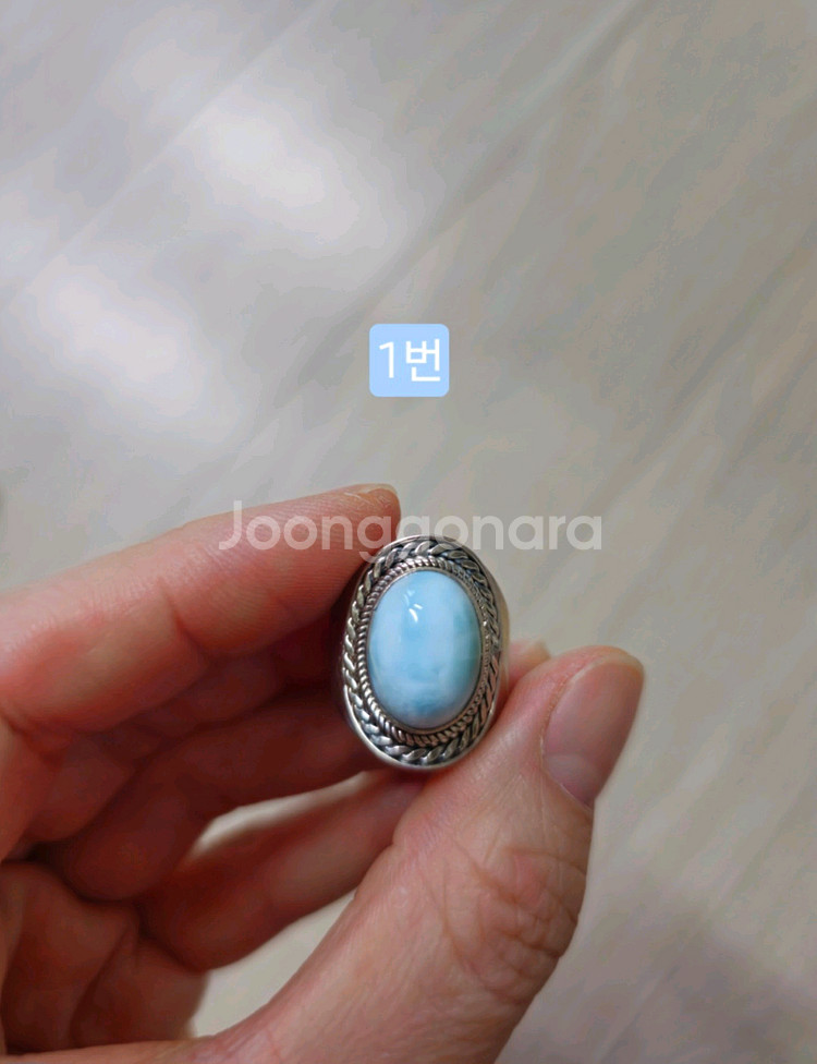 남녀공용925순은원석반지 핸드메이드제품 라리마반지 순--3