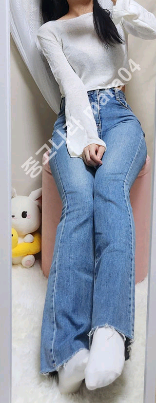 할) 크롭 시스루 니트 긴팔티 Free (착샷O)--1