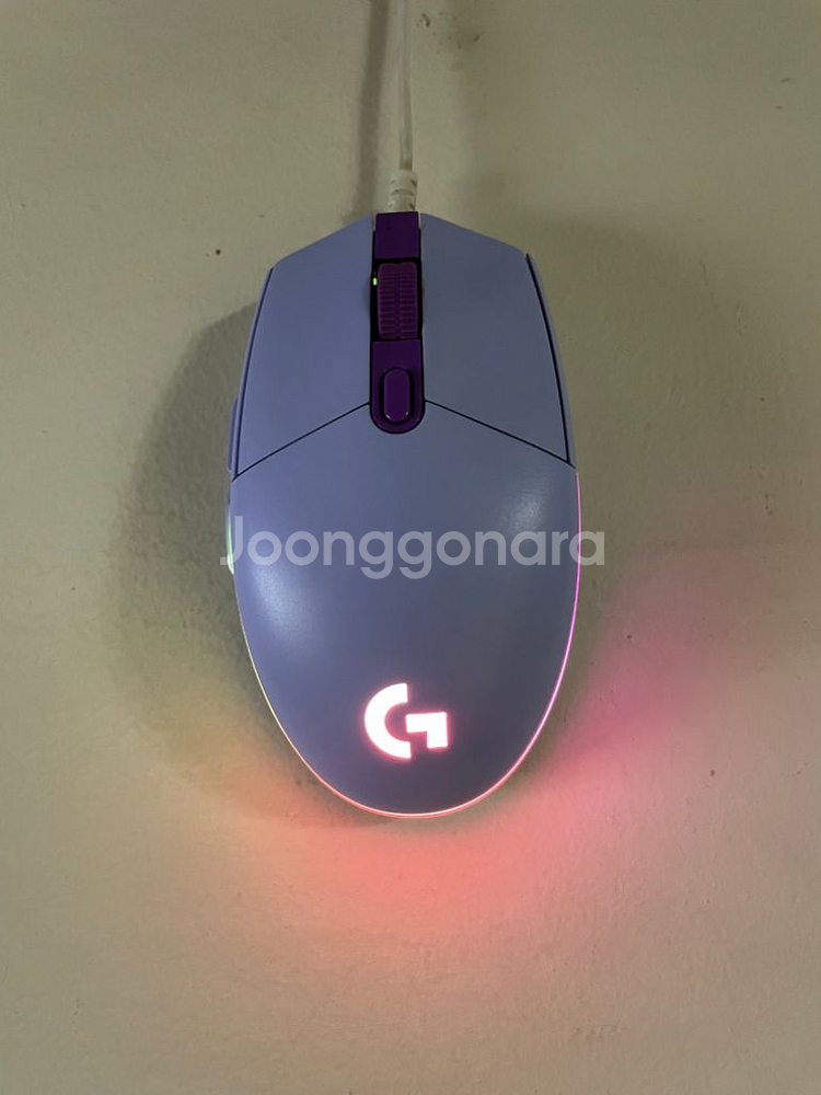 로지텍 g102 2세대 라이트싱크 퍼플 마우스 키보드--2