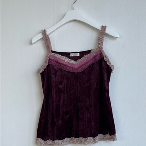 일본빈티지 벨벳 레이스 프릴 나시