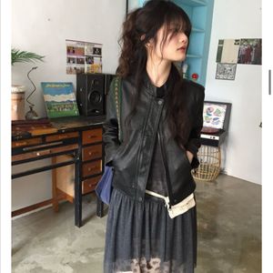 모래하우스 레더 자켓 블랙
