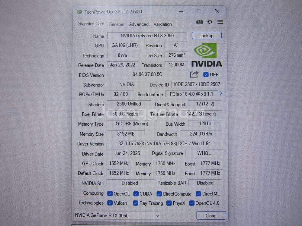 GAINWARD RTX 3050 GHOST D6 8GB--3