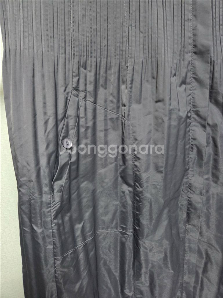 F ~88까지 오버핏 플리츠 후드 집업 롱 자켓--3