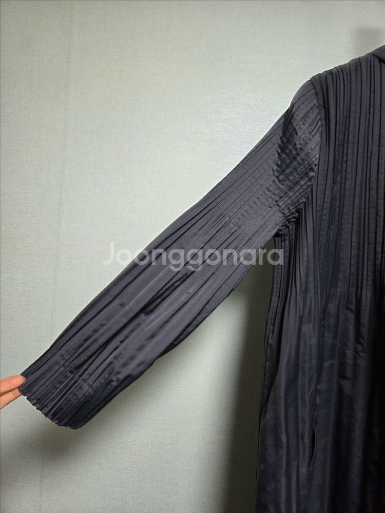 F ~88까지 오버핏 플리츠 후드 집업 롱 자켓--2