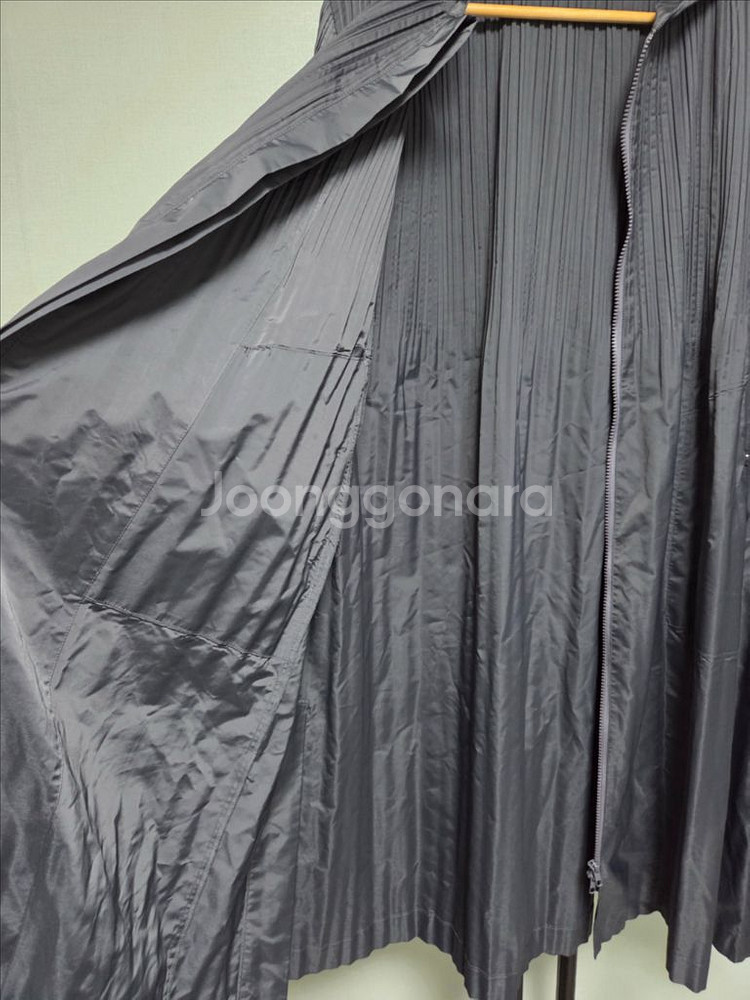 F ~88까지 오버핏 플리츠 후드 집업 롱 자켓--6