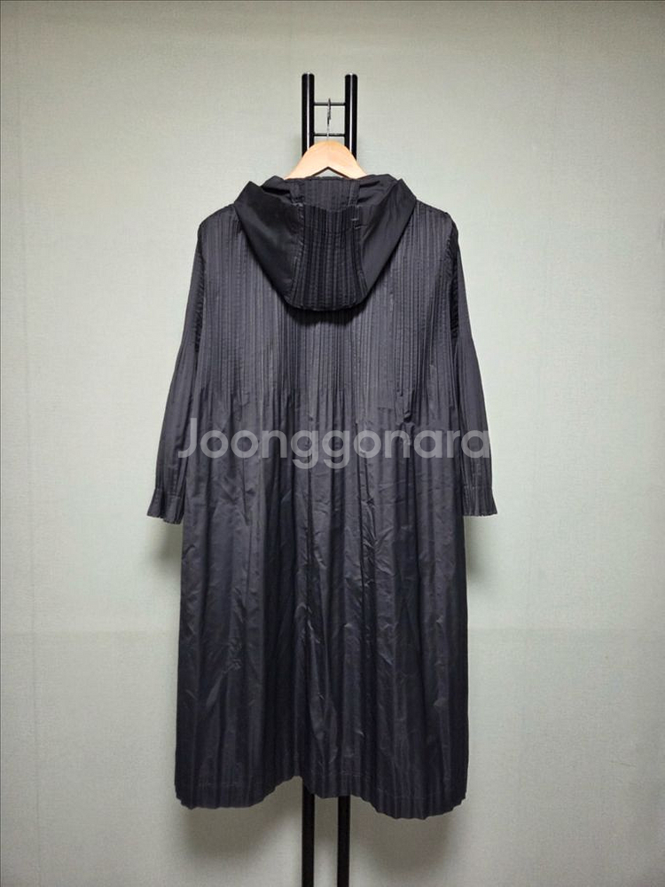 F ~88까지 오버핏 플리츠 후드 집업 롱 자켓--9