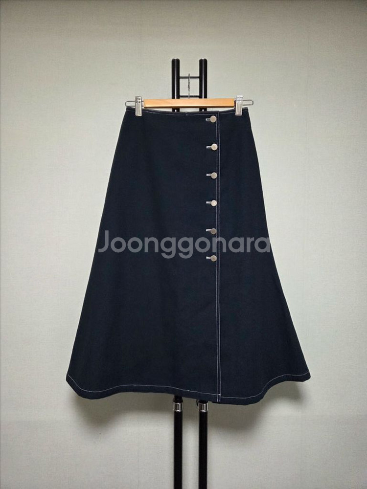 M 비그레이BEGREY 코튼 옥스포드 플레어 롱 스커트--1