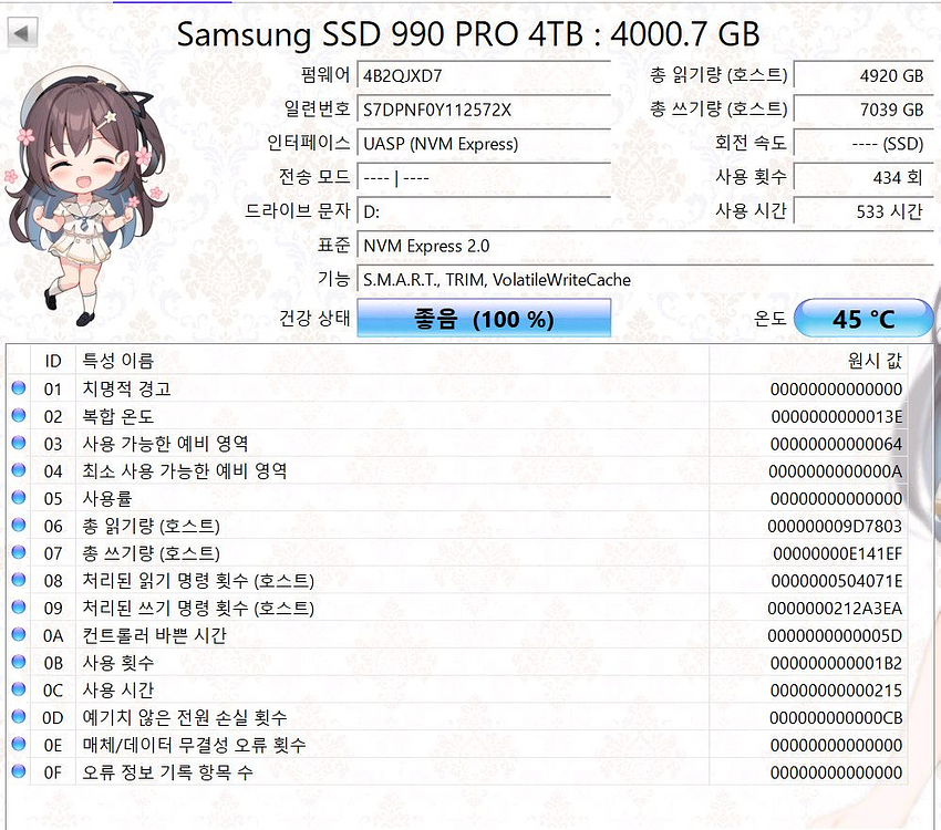 삼성 990 PRO 4TB NVMe SSD + PCIe--3