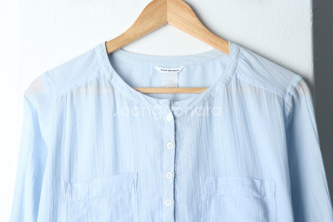 W(S) 클럽모나코 셔츠 남방 한섬 연블루 블라우스--2