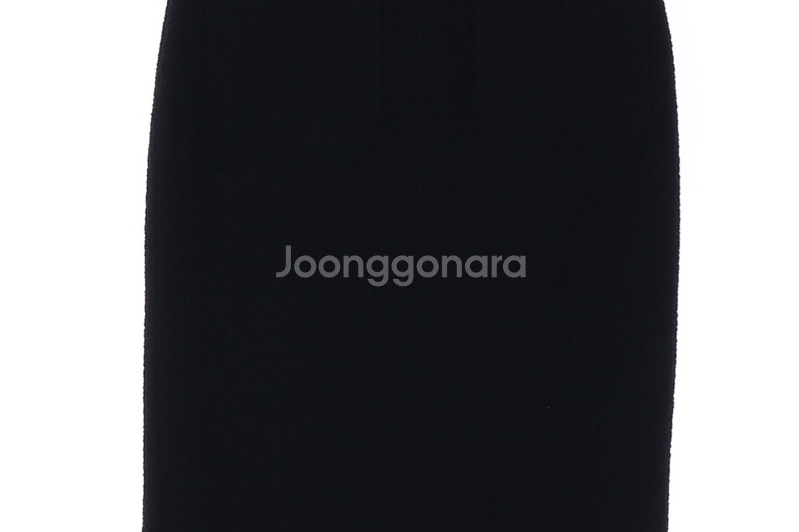 [S]모조에스핀 울97% 블랙 진주 포켓 롱 스커트 치--2