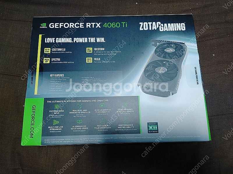 조텍 4060ti 8gb 팝니다.--2