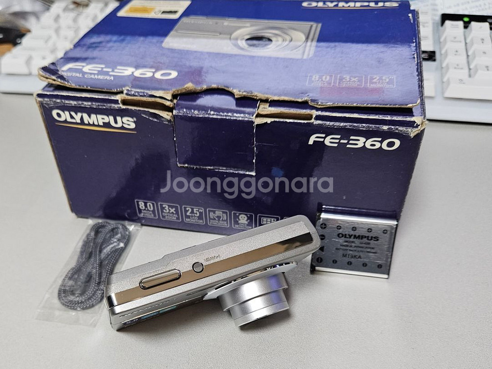 올림푸스 fe-360 실버A급 디카 풀박스+파우치--2