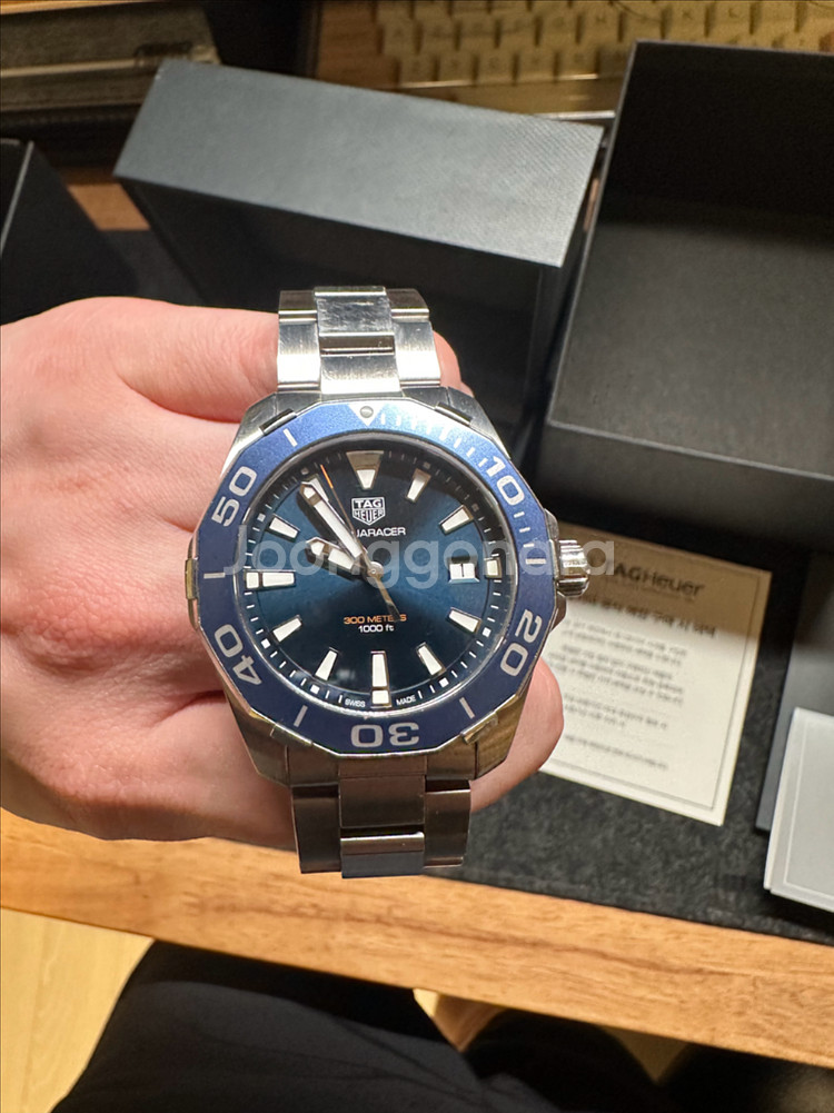 태그호이어 아쿠아레이서 쿼츠 청판 41mm 팝니다!--2