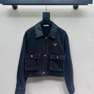 PRADA 여성용 블랙 청 데님 자켓