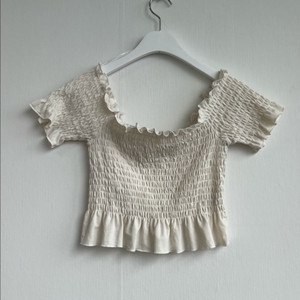 일본빈티지 스모크 셔링 아이보리 블라우스