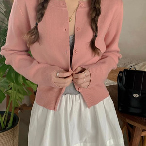 (F) 니트 가디건 핑크 한번 착용