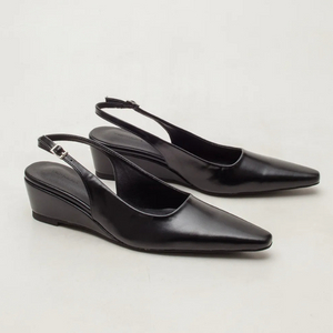 타크트로이메) 토픽 포인티드 토 버클 슬링백 웨지힐