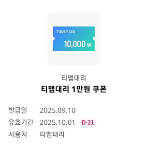 T맵대리운전 티맵대리 1만원 할인권