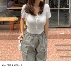 하엄지 루흐 허쉬 리본 모헤어 니트