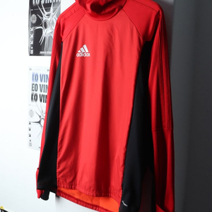 (M) 아디다스 후드티셔츠 축구 레드 기모