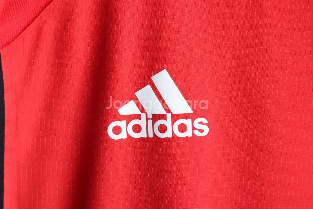 (M) 아디다스 후드티셔츠 축구 레드 기모--4