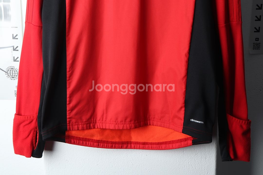 (M) 아디다스 후드티셔츠 축구 레드 기모--3