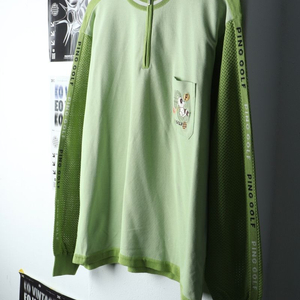 (2XL) 핑 카라 긴팔티셔츠 빅사이즈 골프 반집업