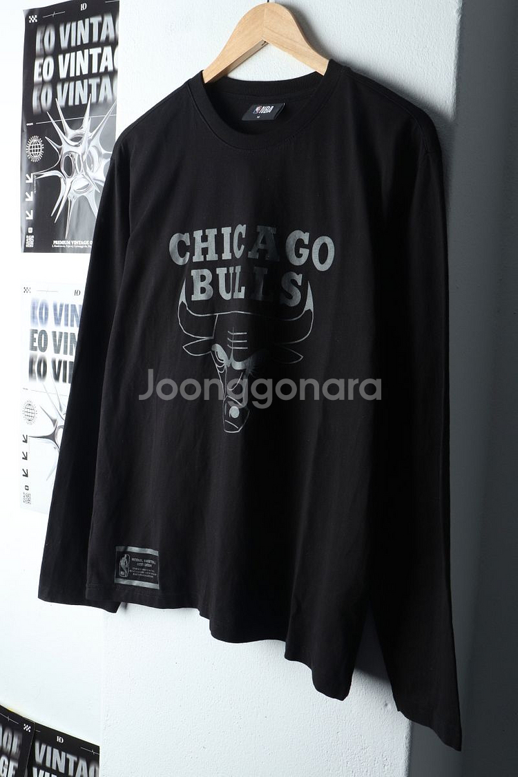 (M) NBA 엔비에이 긴팔티셔츠 시카고불스 블랙--0