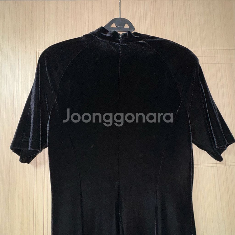 고급 벨벳 반팔 롱원피스 롱드레스 블랙--6