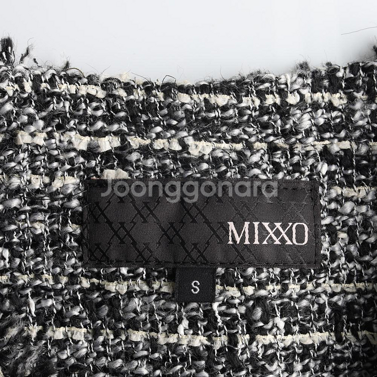 [S]미쏘 블랙 트위드자켓 노카라 숏 재킷--5