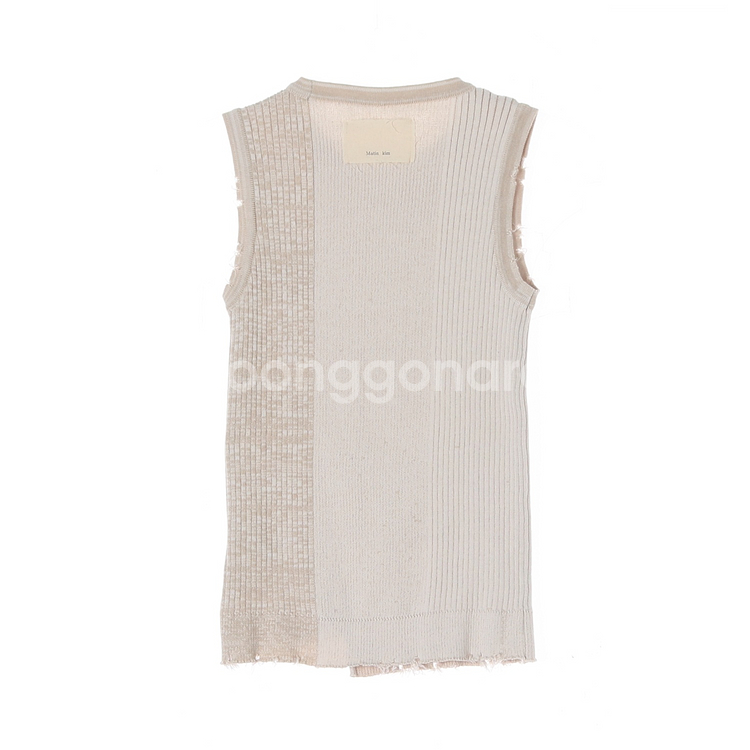 [S]마뗑킴 베이지 빈티지 데미지 니트 조끼 베스트--4