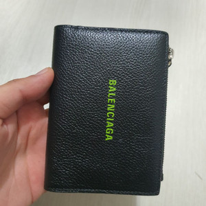 정품 발렌시아가 네온 지퍼 중지갑