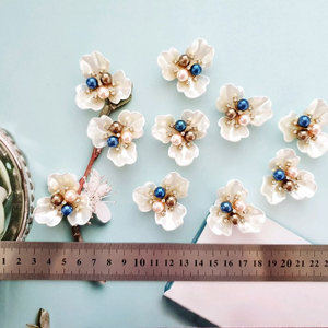 헤어핀 배씨 뒤꽂이 재료 세잎 꽃장식 10개