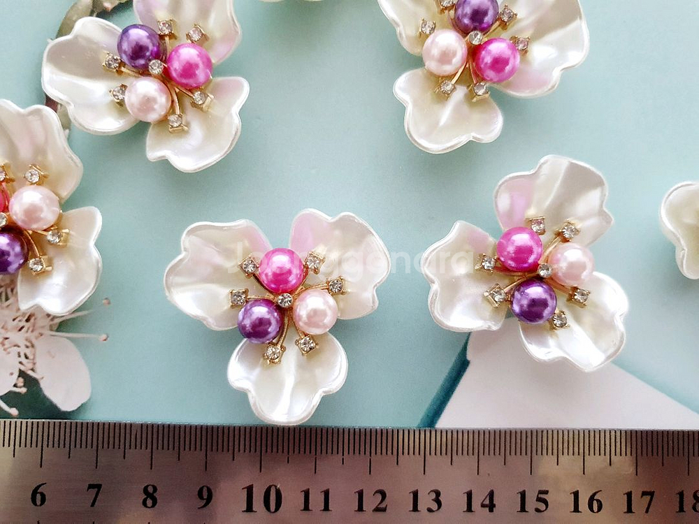 헤어핀 배씨 뒤꽂이 재료 세잎 꽃장식 10개--2